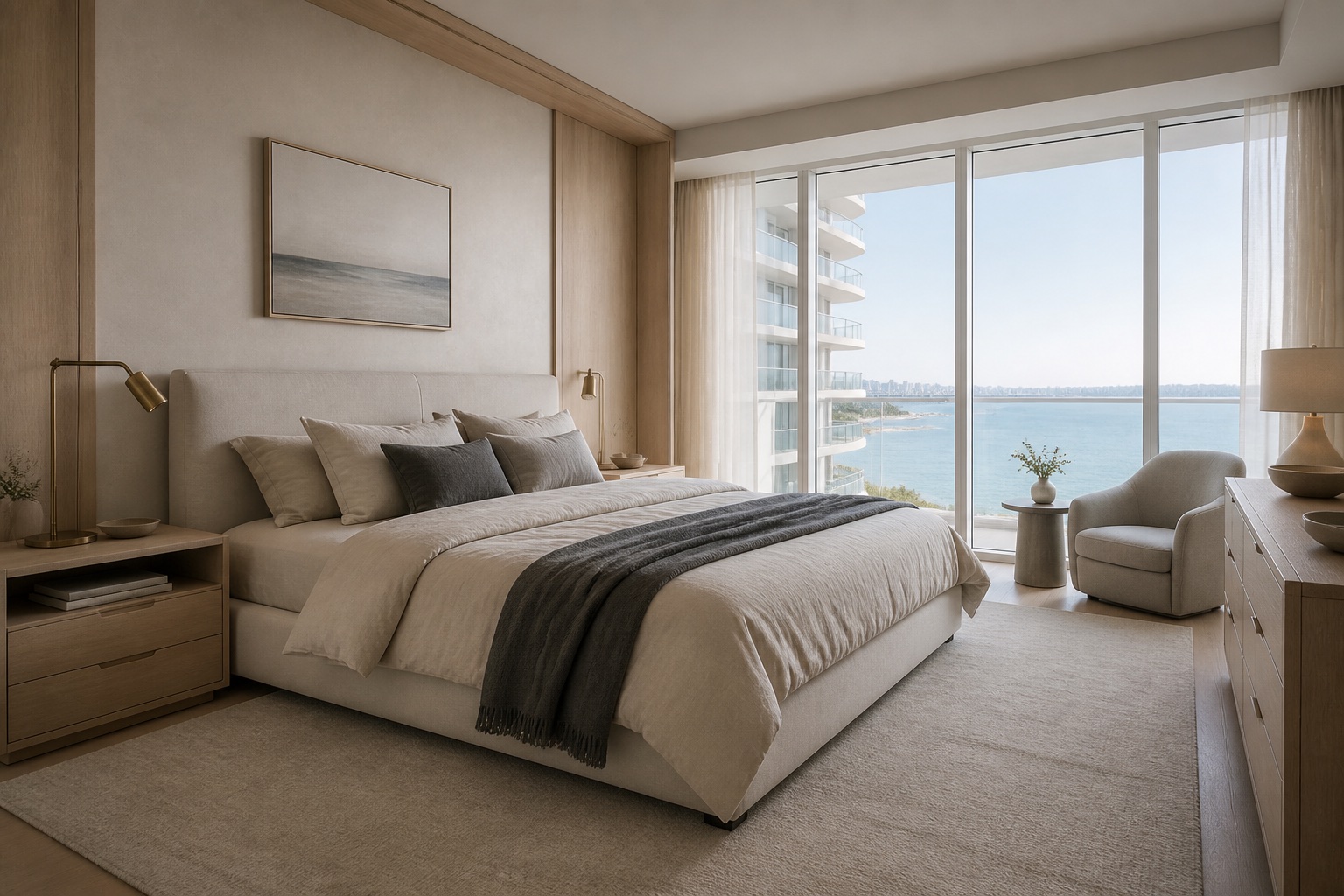 Modern Miami condo primary bedroom renovation design concept